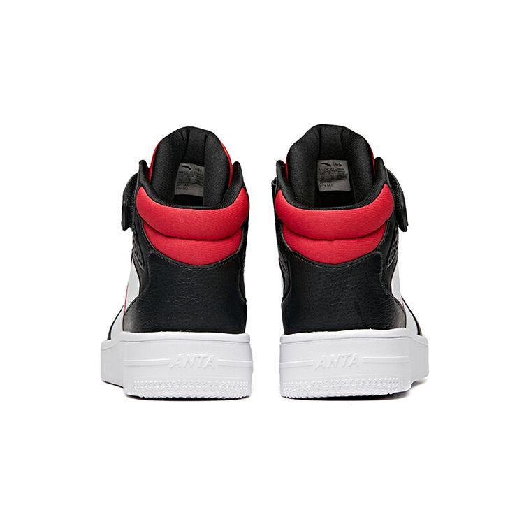 Anta Comfortable Lightweight Non-Slip Wear-Resistant High-Top Skate Shoes Kids Sneakers Black White Red A33038010H-2