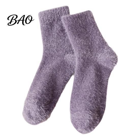 Comfortable Home Lounge Socks Thickened Imitation Mink Velvet for Women, Soft Plush Socks, Thermal Winter Breathable Warm Daily Solid Color