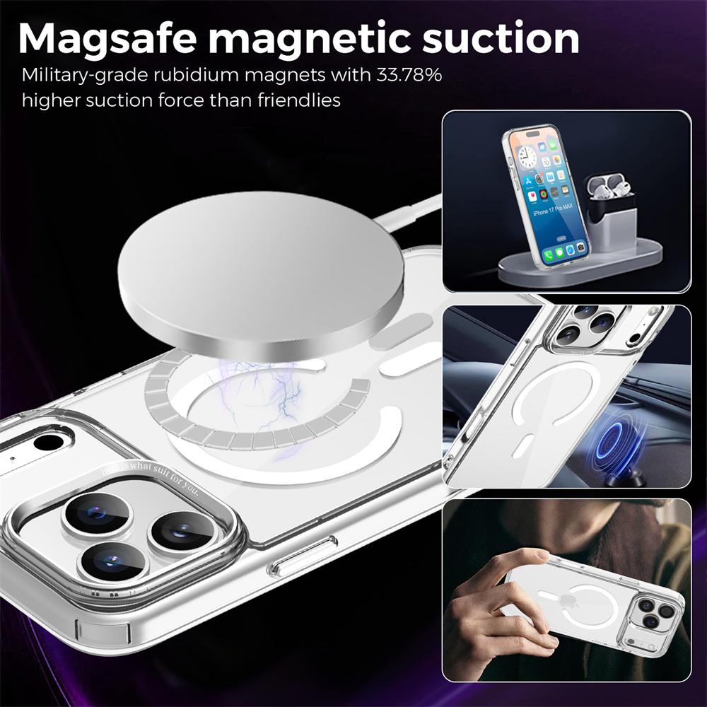 Anti-Yellow Strong Magnetic Case for iPhone 17 Pro Max Air 16 15 14 13 12 11 for Magsafe Shockproof Wireless Charging Cover