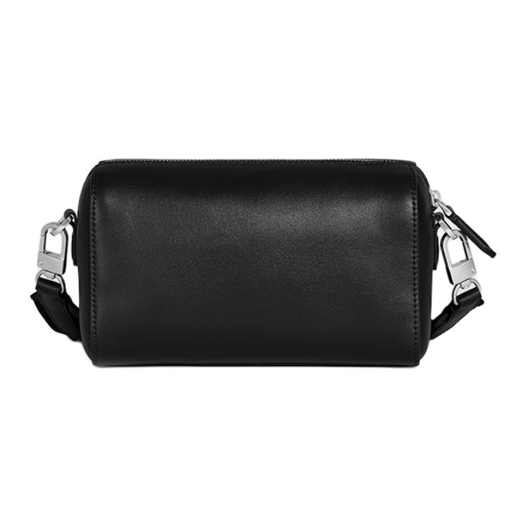 Montblanc Soft Leather Series Hexagonal White Star Logo Detachable Adjustable Shoulder Strap Leather Messenger Bag Men Shoulder Bag Black 198741