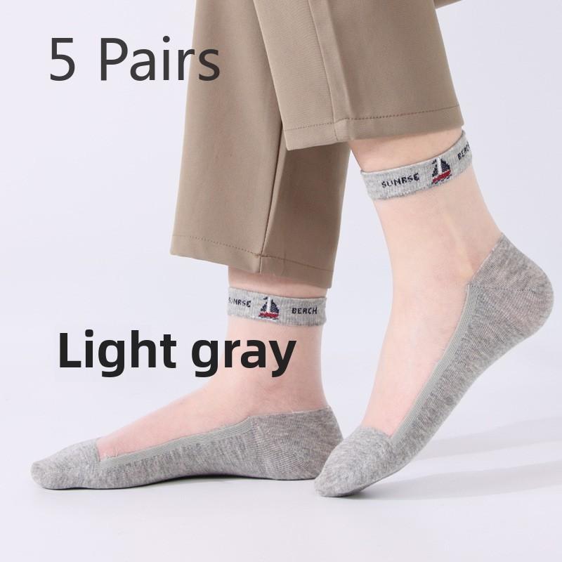 5 пар мужских весенне-летних повседневных дышащих шелковых чулок для мужчин, носки из стеклянного шелка и кристаллов, мужские носки для весны и лета