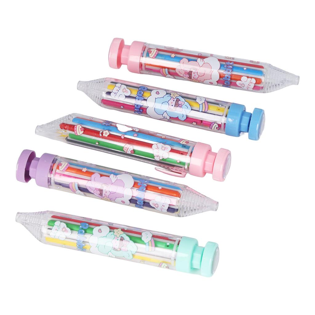 5 Pcs 8 Color Press Crayons Safe Bright Colors Simple Operation Refill Replaceable Colored Crayons for Children