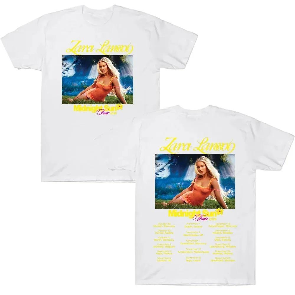 Zara Larsson Midnight Sun Глобальный Тур Мерч Футболка Мужская Женская Постер Альбома Графический Принт Хлопковые Футболки Шея Свободная Оверсайз Топы