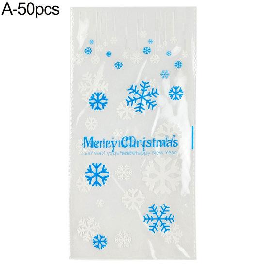 50 шт. Рождественские пакеты для выпечки, прозрачные, с мультяшной печатью, для упаковки печенья, с рождественским принтом, пакеты для хлеба для пекарни