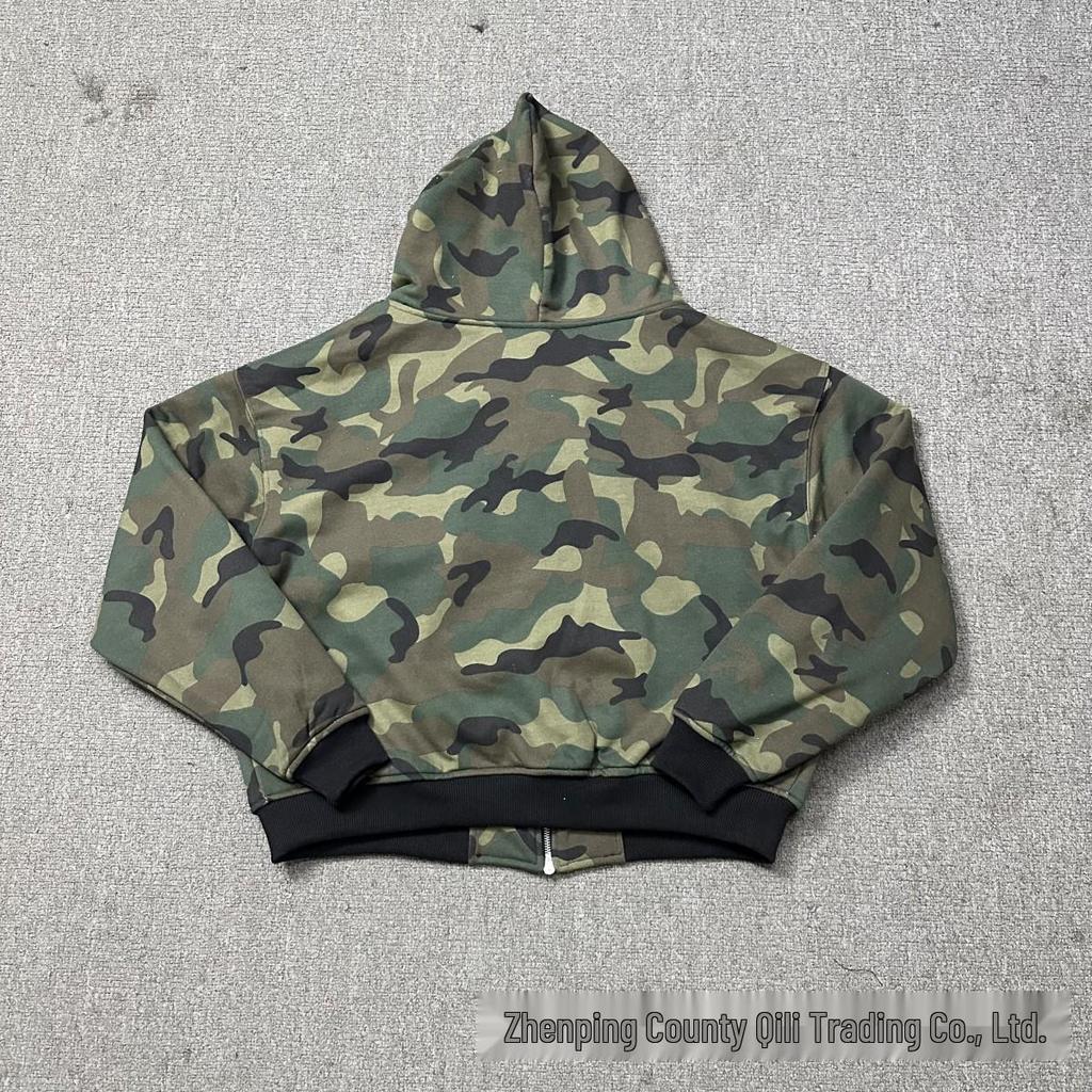 American Trendy Multicolor Graphic Double-Layer Cardigan Hoodie