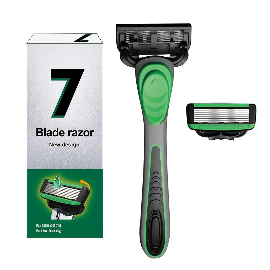Новая мужская бритва с ручкой, 7-слойное лезвие, бритвенный нож, лезвия из нержавеющей стали, не повреждает кожу, бритва со сменными лезвиями старого образца