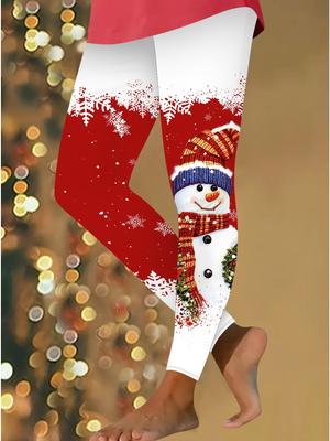 Женские рождественские леггинсы для йоги с эластичными принтами, фитнес, бег, спортзал, активные штаны