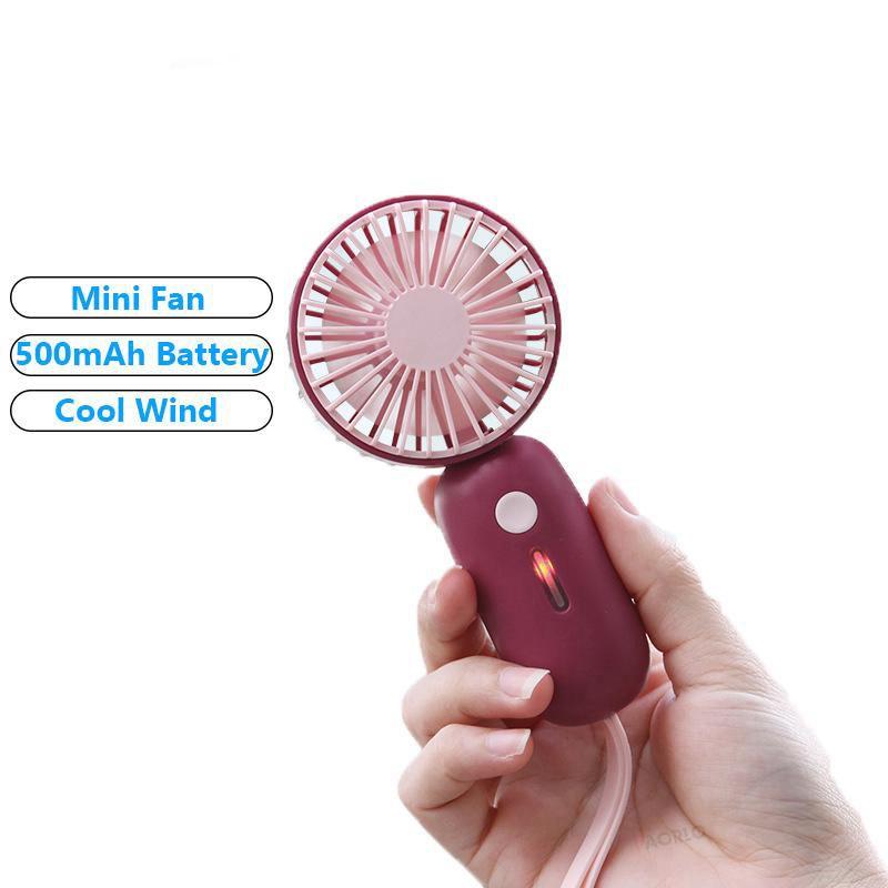 Мини-вентилятор Cool Wind Summer Artifact 500 мАч Портативный вентилятор 3-скоростной регулируемый уличный ручной вентилятор