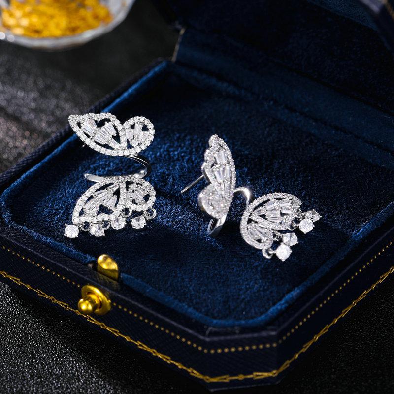 Новые модные легкие роскошные дизайнерские серьги-феи из циркония, нишевые высококачественные женские серьги-бабочки из серебра 925 пробы