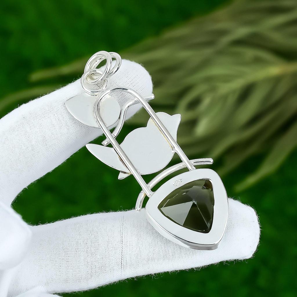 Natural Green Amethyst Gemstone Pendant 925 Sterling Silver Jewelry For Girls