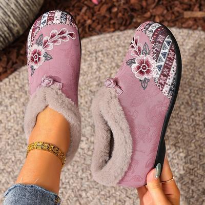 Новые женские ботинки на хлопковой подкладке с утолщенной изоляцией на плоской подошве с вышивкой для женщин среднего и пожилого возраста