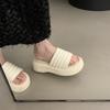 Increase the Height of Wrinkled Skin 2025 New Thick-bottomed One-word Slippers, Wear Women's Summer Soft Leather Soft Waxy Muffin Bottom Cool Slippers