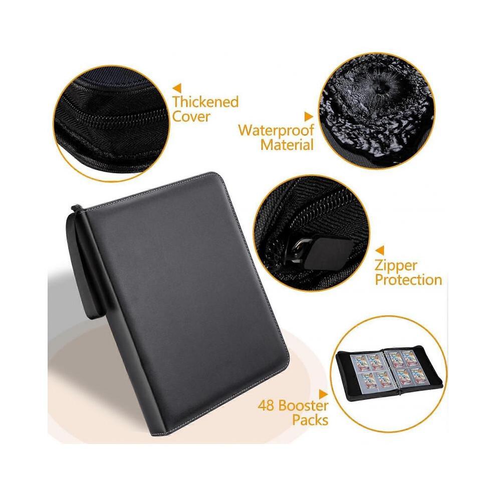 Booster Pack Binder, Holds 48 Booster Packs, 4-Pocket Booster Pack Holder with 12 Sleeves, Display Protector