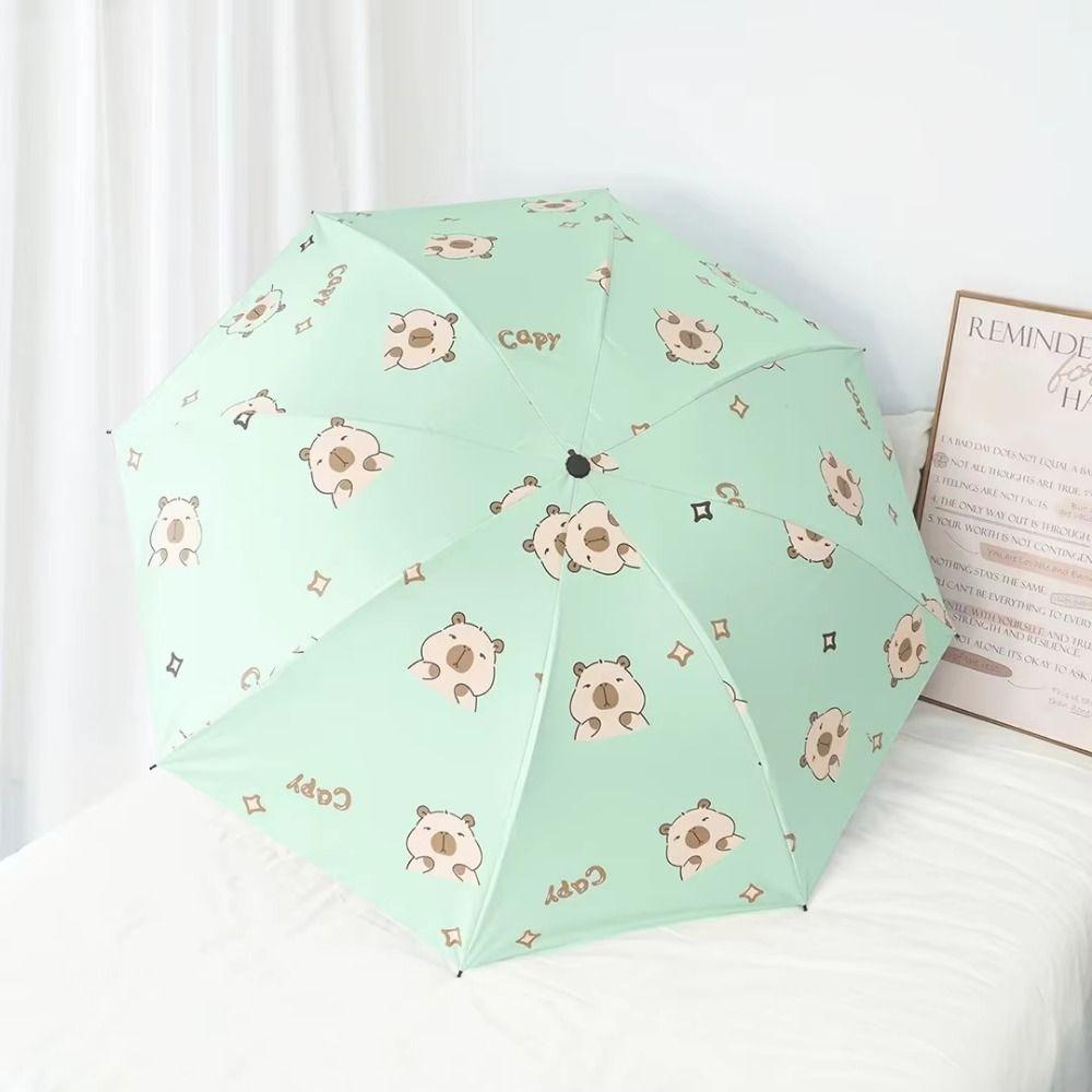 Автоматический зонт Капибара Защита от УФ-лучей Автоматический Солнцезащитный зонт Двойного назначения Складной зонт Женский