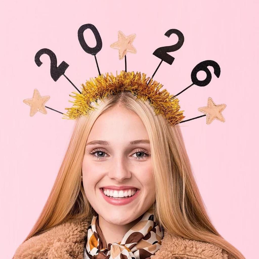 2026 Parties Supplies Happy New Years Headband Glitter Women Costume Hair Bands Tiara For Celebration Holiday Christmas
