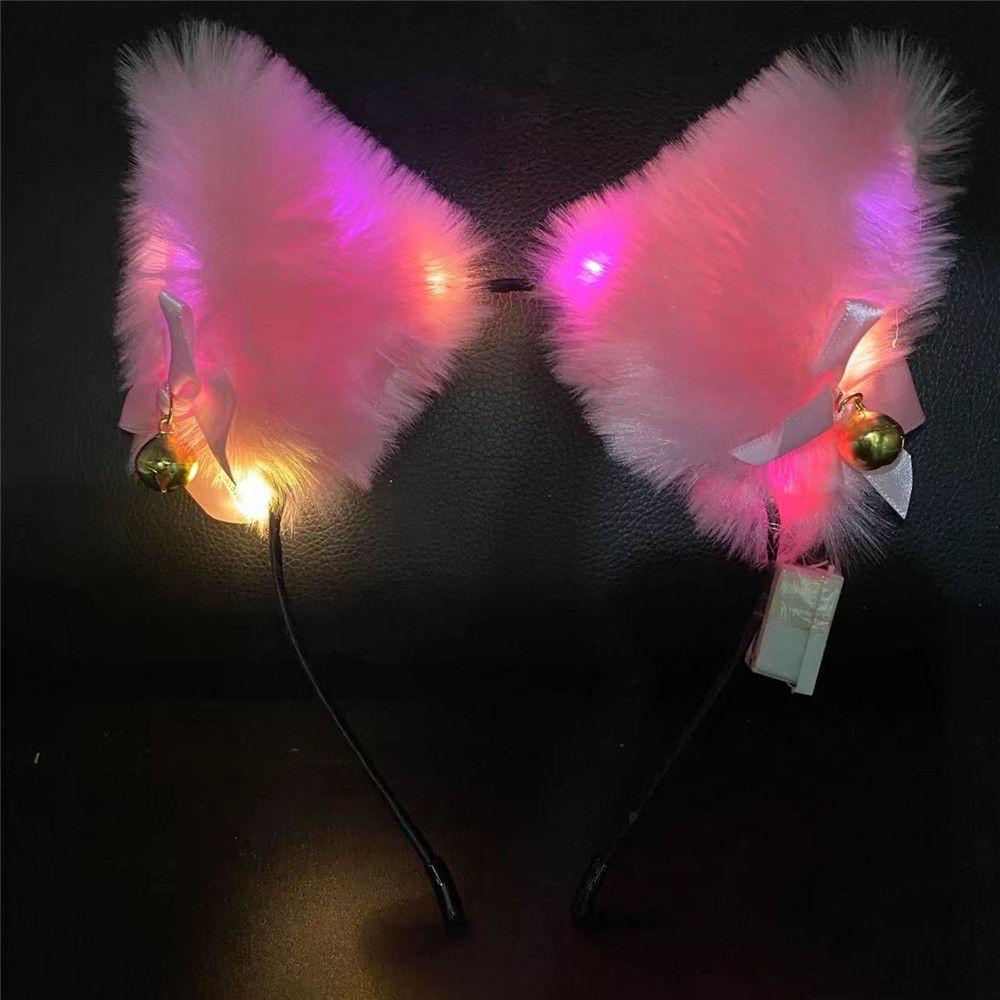 With LED Light Masquerade Cat Ear Headband Cosplay Headwear Fancy Dress Hairband Hair Accessories