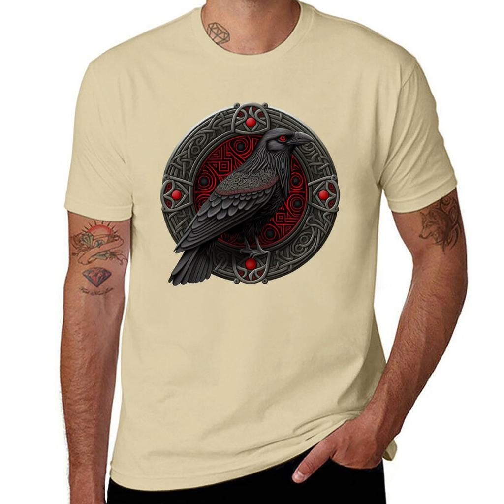 Summer Fashion Viking Raven T-Shirt for Men Oversized T Shirt O-Neck Short-sleeved Tops Tees Clothing