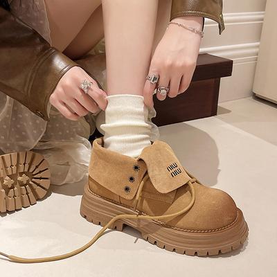 Ретро флип ботинки Мартин женские ранняя осень новые желтые одинарные ботинки на толстой подошве два варианта носки короткие ботинки большие желтые ботинки тренд