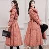 Women's Winter Thick Long Plus Size Warm Jacket Korean Style Slim Fit Knee High Waisted Jacket