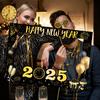2025 Happy New Year Photo Booth Props with Paper Frame Glasses New Year Eve Party Decoration Christmas Party Photobooth Supplies
