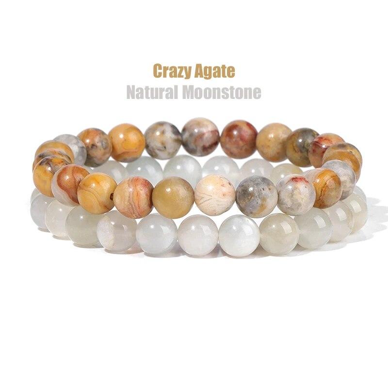 2 шт./компл. браслеты для женщин, набор браслетов из натурального камня, агаты, 8 мм, бисер, бирюзовый кристалл, браслет, мужские ювелирные изделия, исцеление