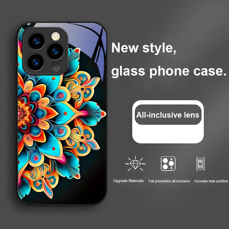 Абстрактный Цветок Зеленый Для IPhone 16 Pro Max 15 P Lus 14 Pro 13 12 Mini 11 P Ro Max X XS 7 8 Plus 2022 Закаленное Стекло Чехол для Телефона