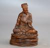 Chinese Antique Vintage Boxwood Carving Exquisite Zhuge Liang Statue Home Decor