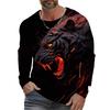Spring and Autumn Round Neck 3D Animal Tiger Graphic Printed Top Fashionable Casual Long Sleeved Men's T-shirts