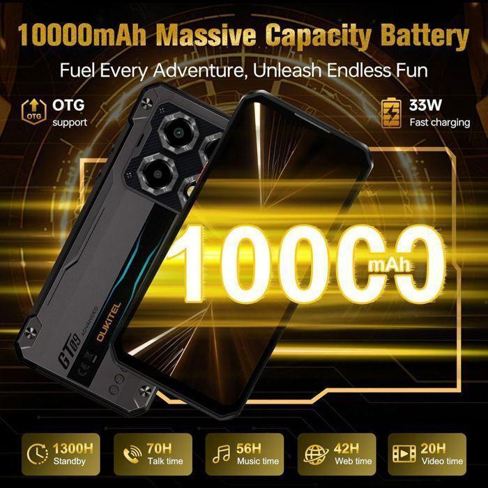 Oukitel WP60 5G Smartphone Robuste 48GO+512GO 10000mAh 108MP Caméra 7,2'' 120Hz Écran IP68 Téléphone Portable Dual SIM NFC - Jaune