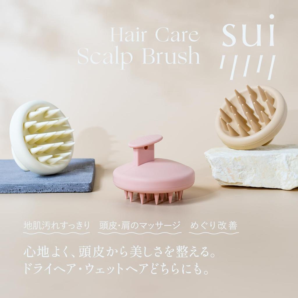 sui Head Spa Shampoo Scalp Scalp Pore Unisex Brush, Brush, Massager, Silicone, Cleansing, (PINK)