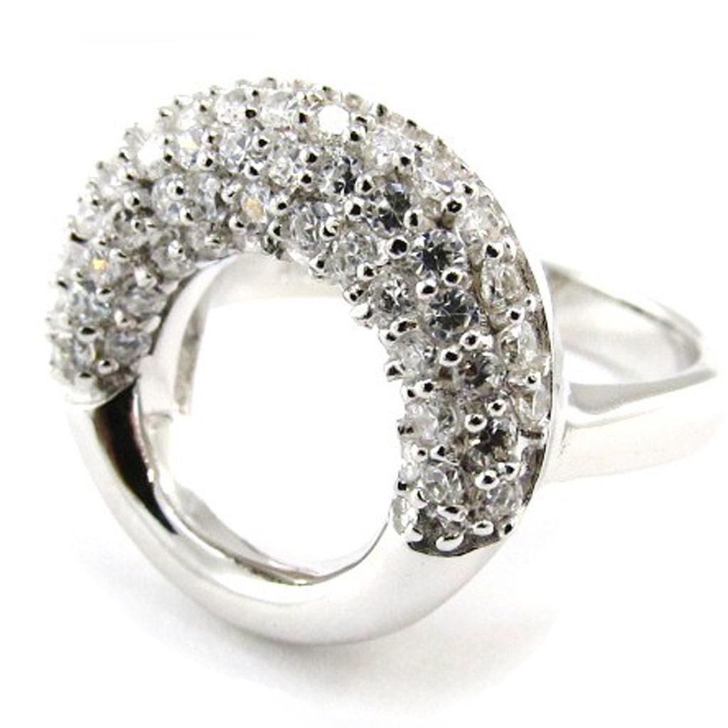 Серебряное кольцо 'Сисси' белое серебро (родий) - 17 мм