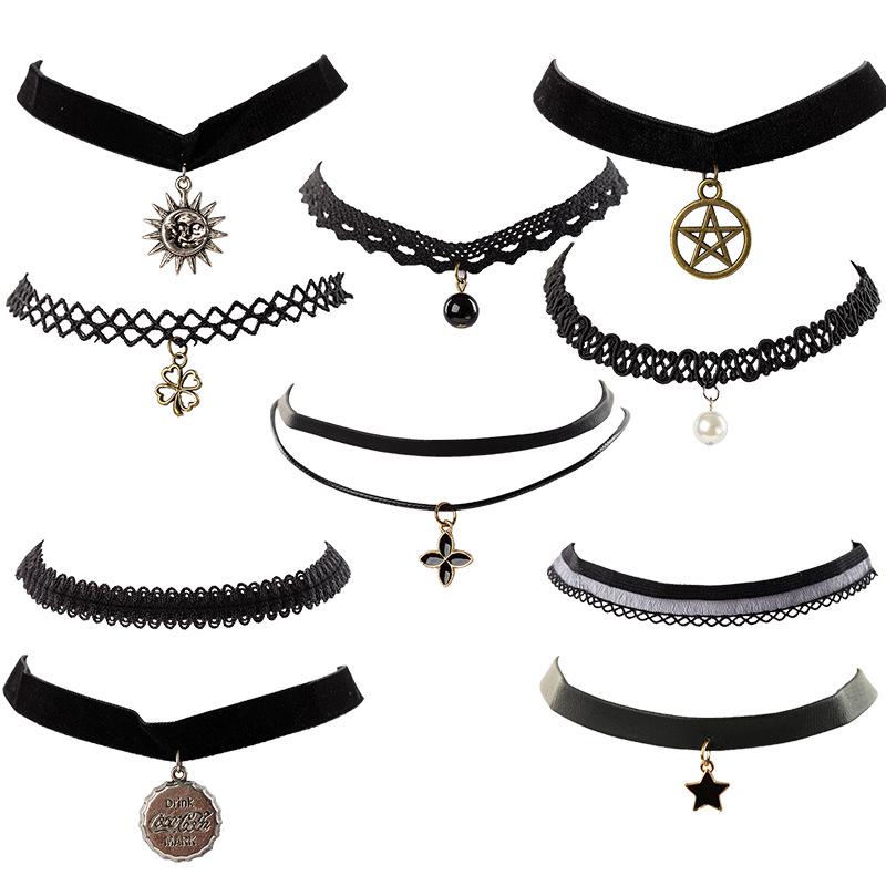 Korean Style Lace Choker Necklace Set: Clavicle Chains & Neck Straps