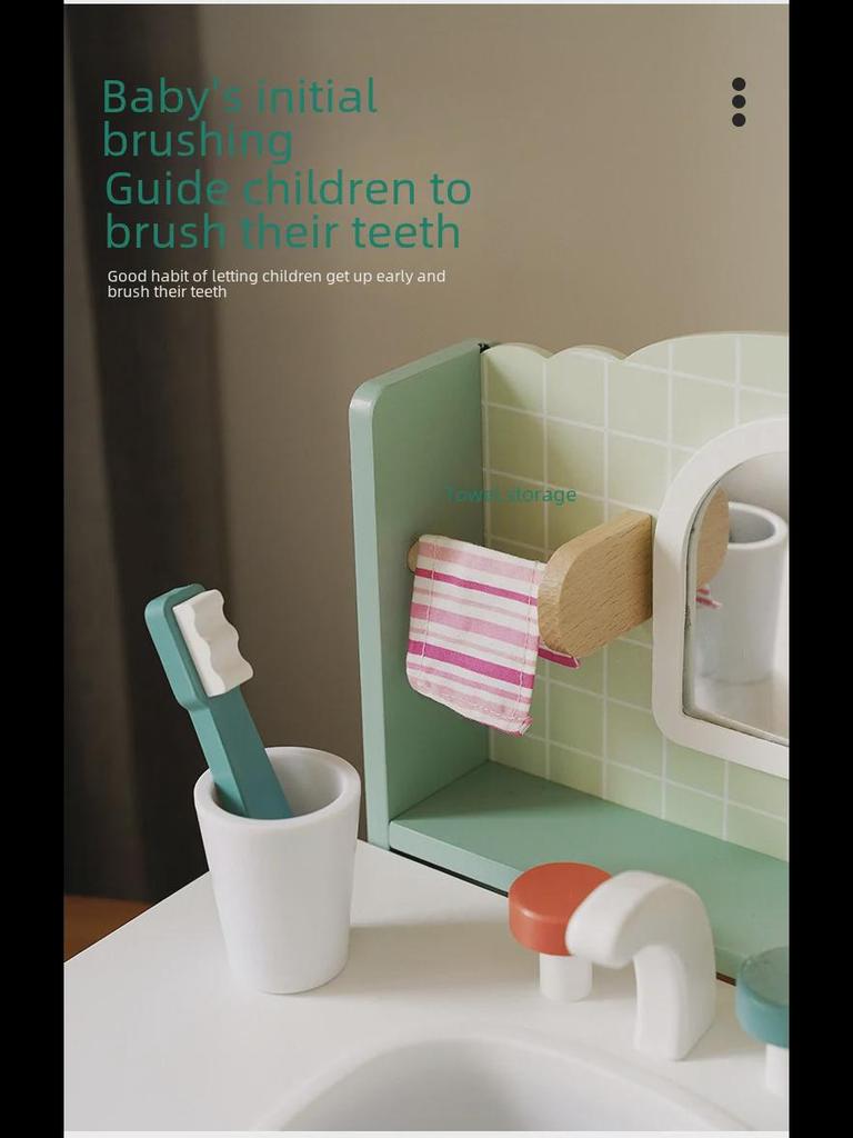 Wooden Playset: Children's Interactive Parent-Child Dressing Table Toy for Girls