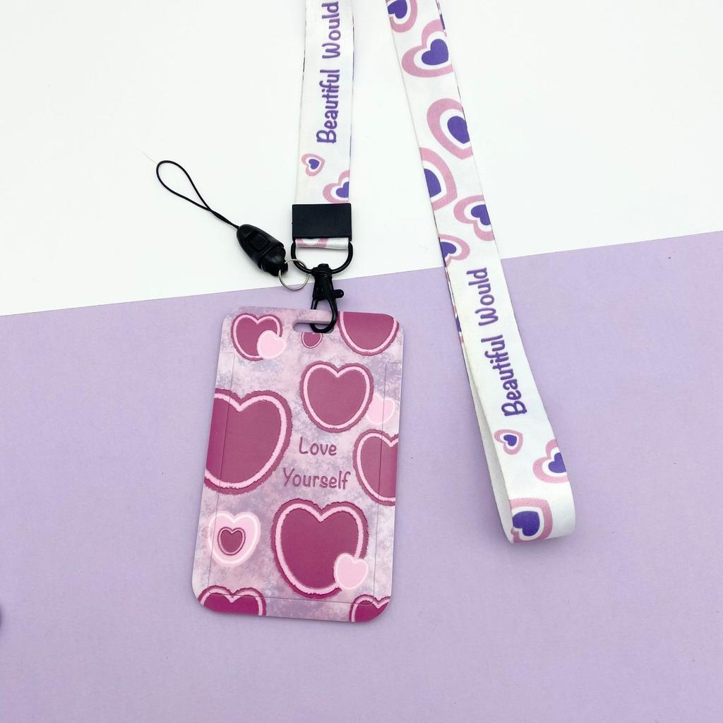 Kawaii Cartoon Slide Case ID Tag Working Permit Cover Sleeve Bear Rabbit Prints Working Permit Name Card Badge Holder