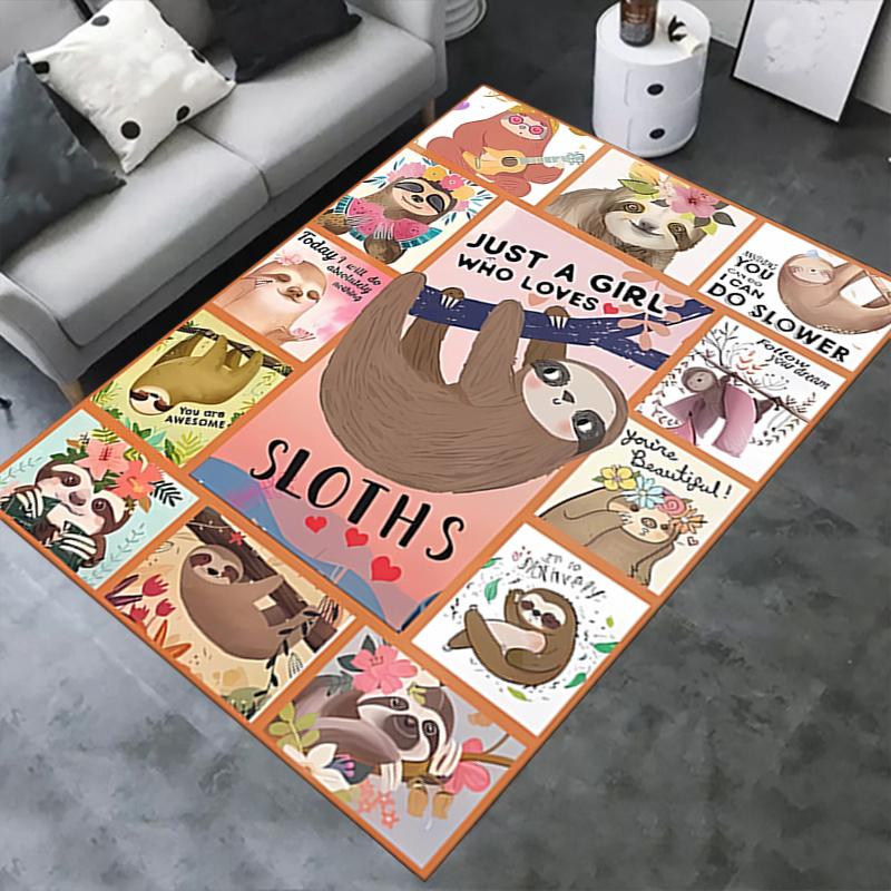 1pc Sloths,Inspirational Quotes,Cute Art Office Carpet Soft Polyester Entrance Carpet Washable Non s