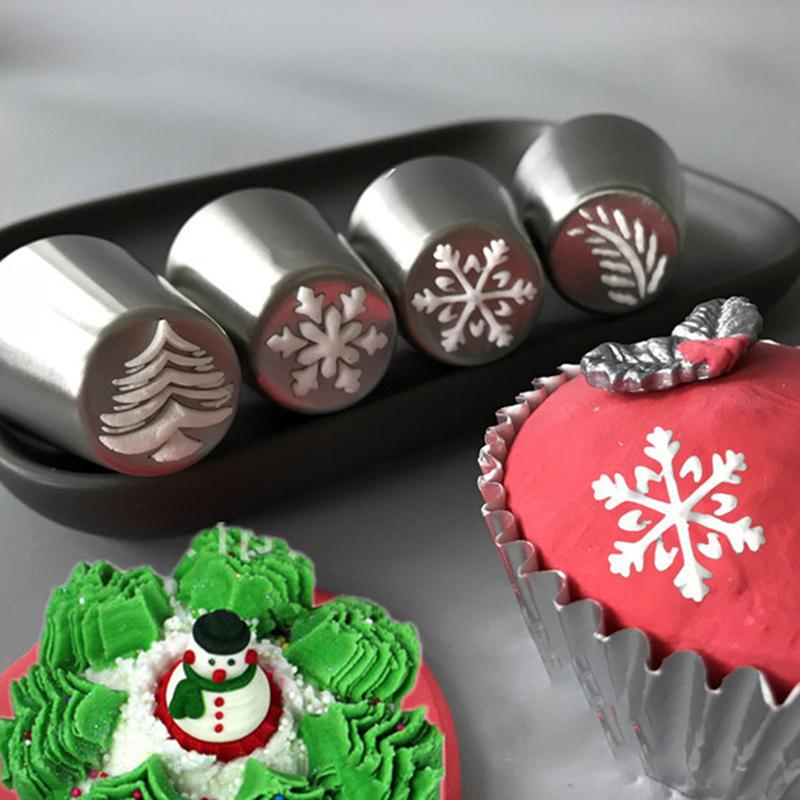 1Pc Christmas Cream Cake Icing Piping Nozzles Set Kitchen Tree Snowflake Cupcake Decorating Flower Mouth Pastry Baking Tools