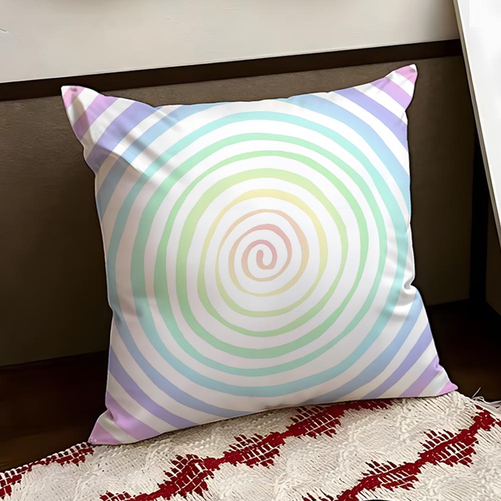 Hypnotic Stripe Psychedelic Cushion Cover Reversible Soft Durable Pillow Cover Home Car MultiScene Use for Daily Comfort