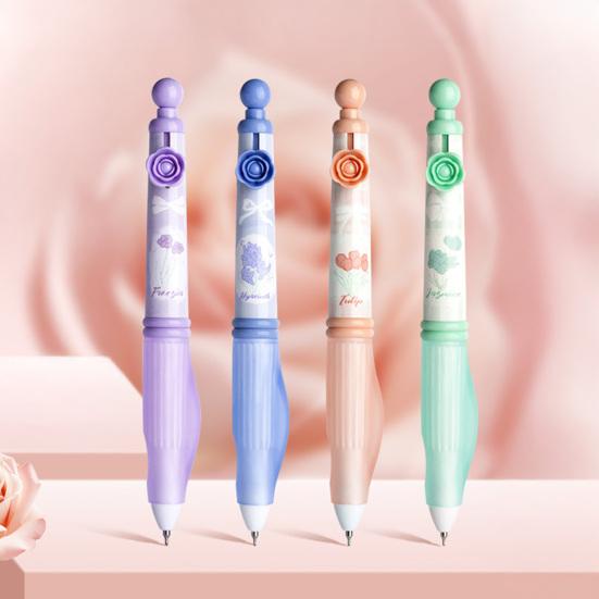 4 шт. шариковая ручка с возможностью заправки, выдвижная шариковая ручка со средним кончиком 0,5 мм, черная ручка с мягкой ручкой для детей и школьников