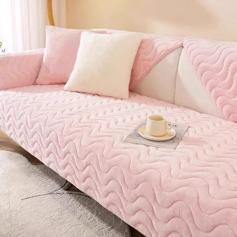 Plush Sofa Mat Winter Thickened Warm and Anti Slip Seat Cushion Sofa Cover New Plush Cover Cloth Towel Sofa Covers