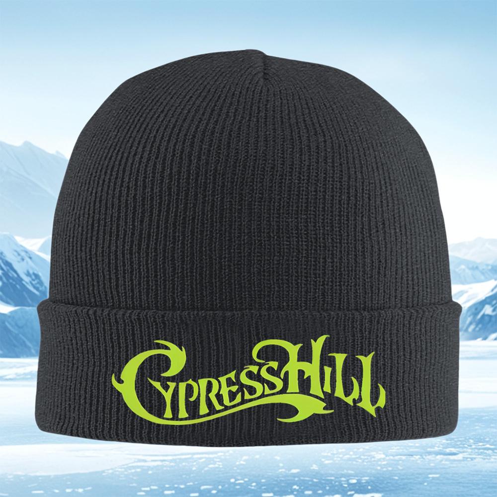 Grüner Zypressenhügel Logo Schwarz Herren Damen Unisex Strickmütze Beanie Pullovermütze Winter Thermisch Warm Weihnachten Outdoor Radfahren Wander