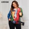 Women's Plus Size Autumn New Crew Neck Long Sleeved Printed Top