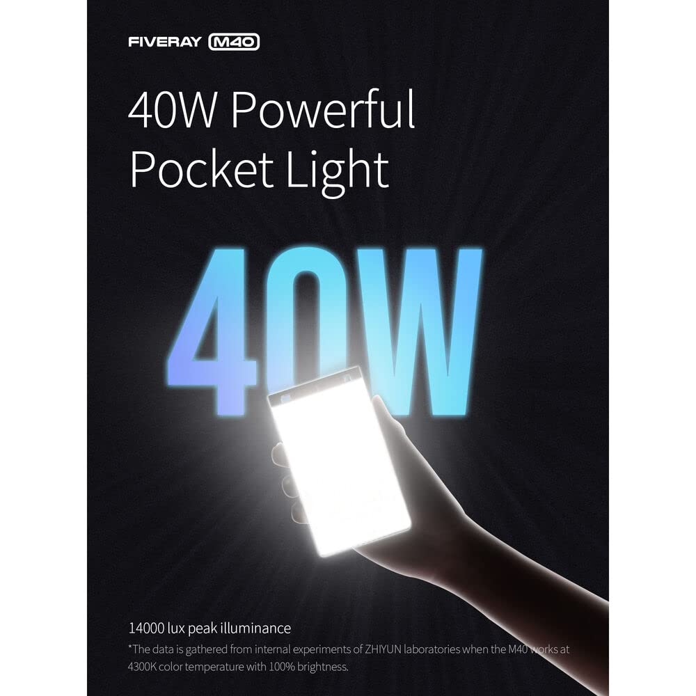 Японский ZHIYUN FIVERAY M40 Карманный светодиодный Макс. 40 Вт USB Номер продукта 087184 [Официальная гарантия] Свет, Мощность, 2700-6200K Двухцветный, Зарядка Type-C,