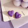 Big Heart Purple Color Stud Earring for Women Simple Enamel Glaze Personality Jewelry Christmas Halloween Girl Gift