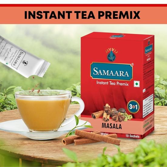 Samaara Instant Tea Premix Sachets | Masala Flavoured Assam Black Tea Powder | 10 Sachets Box 150gm