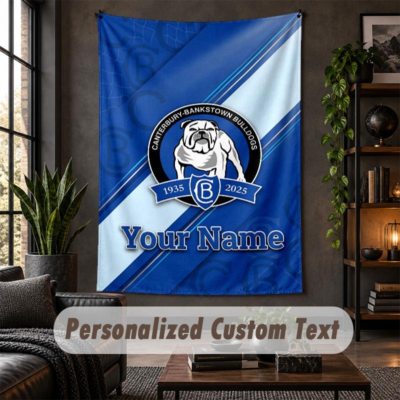 Personalized Wall Tapestry,Canterbury-Bankstown Bulldogs Custom Text, Soft Fabric Wall Art For Indoor Decoration