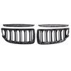 1 Pair Front Gloss Black 2 Line Double Slat Kidney Grille Grill For BMW E90 E91