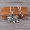 East Butterfly Ethnic Long Necklace - Retro Longevity Lock Pendant & Round Bead Chain for Men & Women