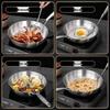Cross 304 Stainless Steel Triple-Layer Wok: Induction & Gas Compatible Flat-Bottom Frying Pan, Coating-Free.