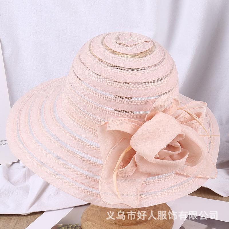 New French flower breathable sunscreen bucket hat women's spring summer outdoor versatile basin hat seaside big brim sun hat