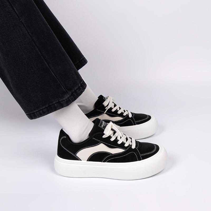 Global Platform Casual Board Shoes Men's ZHQ68221N Spring Explosion Increase Men's Shoes Low-top Black Casual Shoes